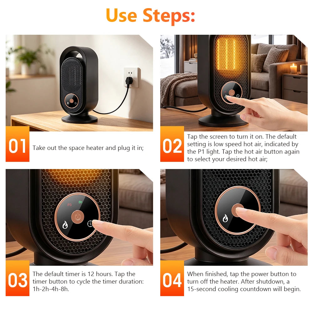 Portable Electric Space Heater Ceramic Fast Heating Fan