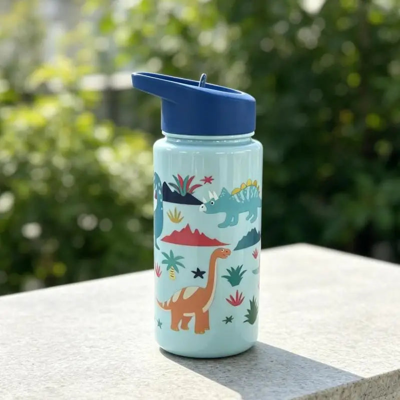 500ml Cute Dinosaur Straw Water Bottle Portable BPA Free Travel Cup
