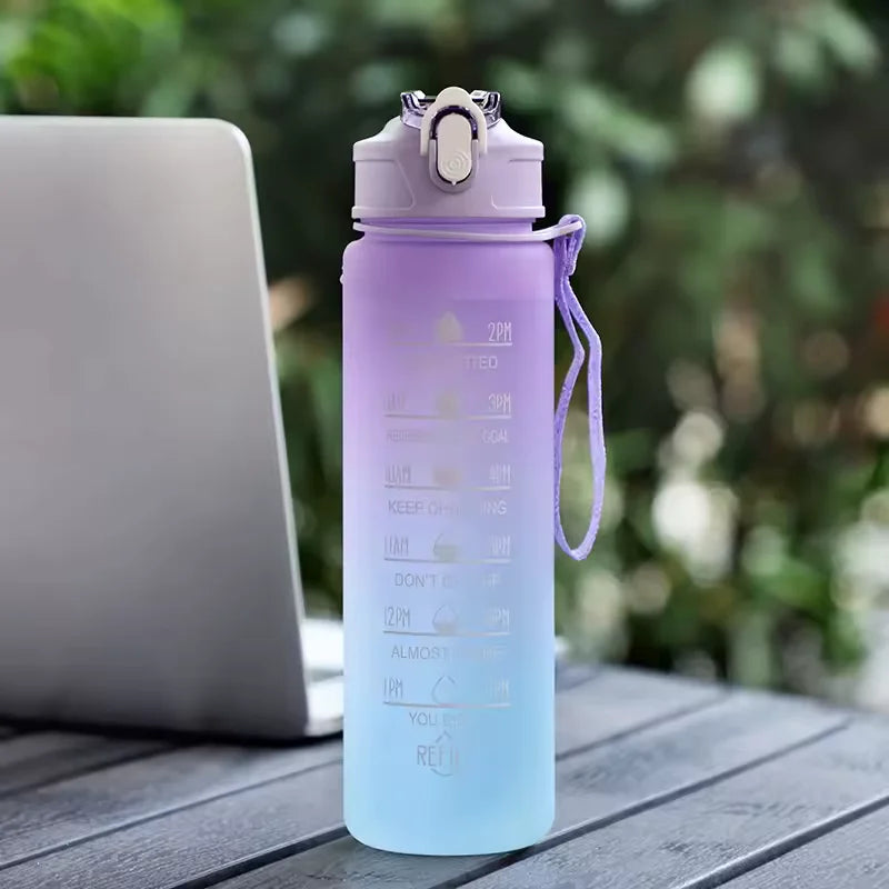 750ml Gradient Sports Water Bottle with Straw and Time Marker