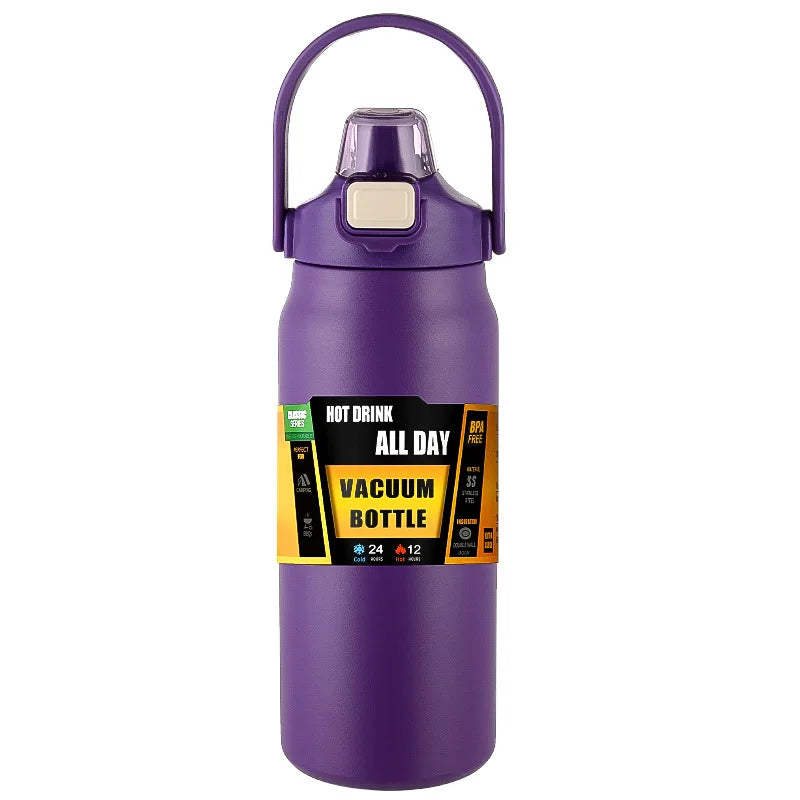 Insulated Stainless Steel Water Bottle Vacuum Flask with Straw Lid