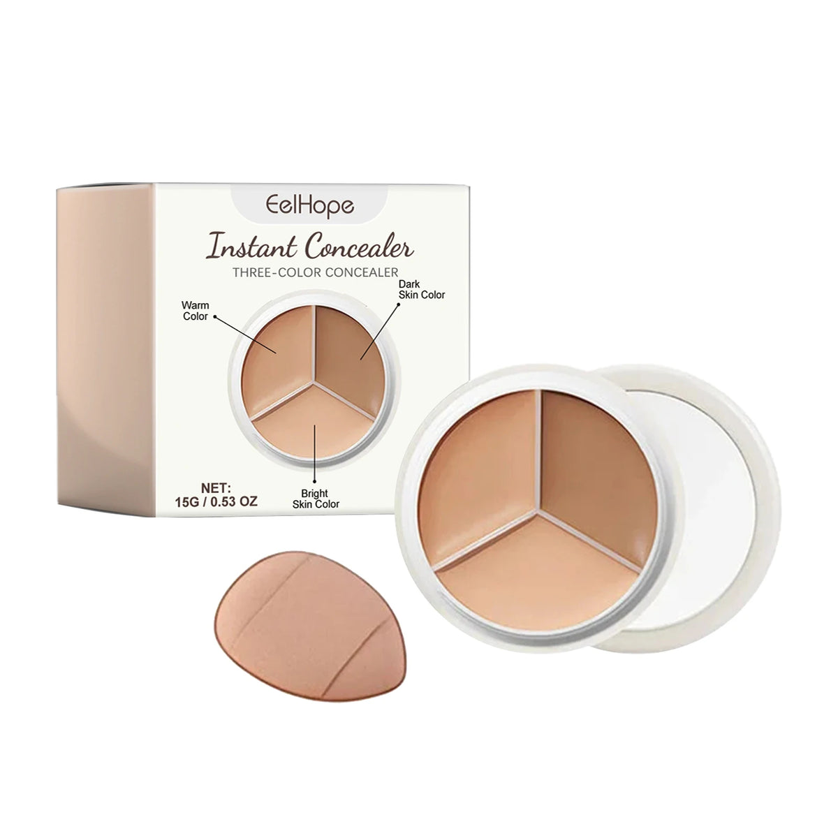 3-Color Cream Concealer Palette Dark Circle Correcting Makeup
