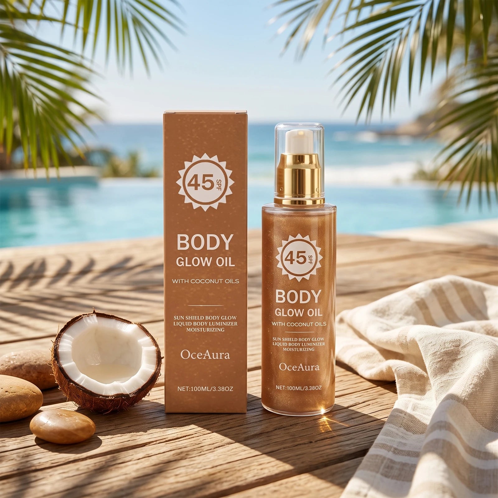 Glowing Body Oil SPF 45 Coconut Sun Shield Moisturizer - 4