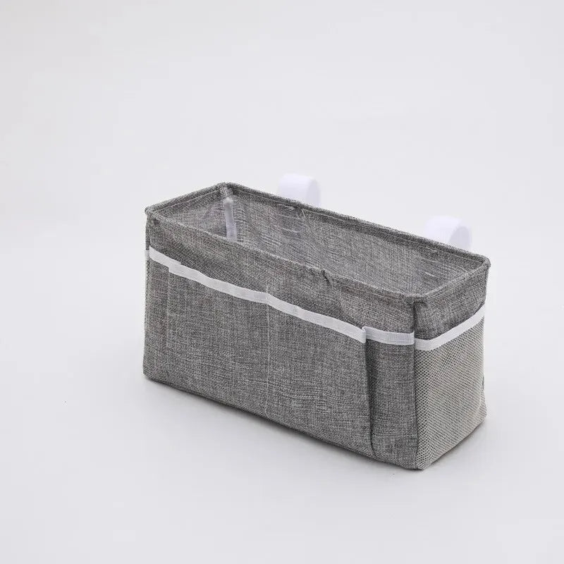 Cotton Linen Bedside Hanging Organizer Storage Bag for Crib Nursery