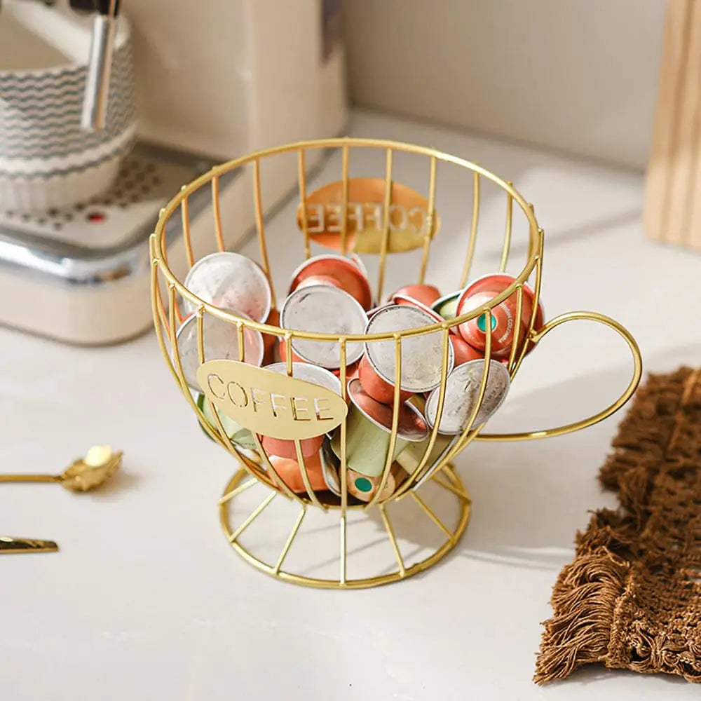 Metal Coffee Pod Holder Large Capacity Capsule Organizer Storage Basket
