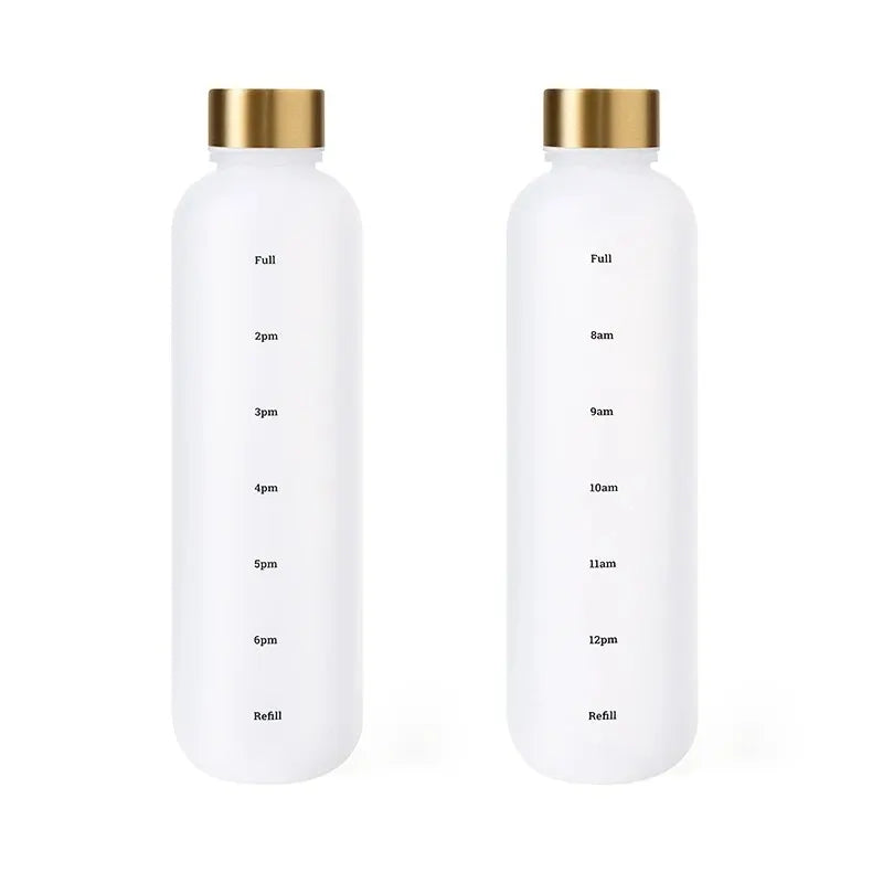 1L Motivational Water Bottle with Time Marker Leakproof Fitness Jug