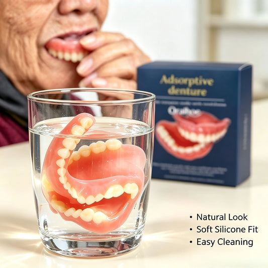 Adult Silicone Dentures Full Set Fake Teeth Natural Smile