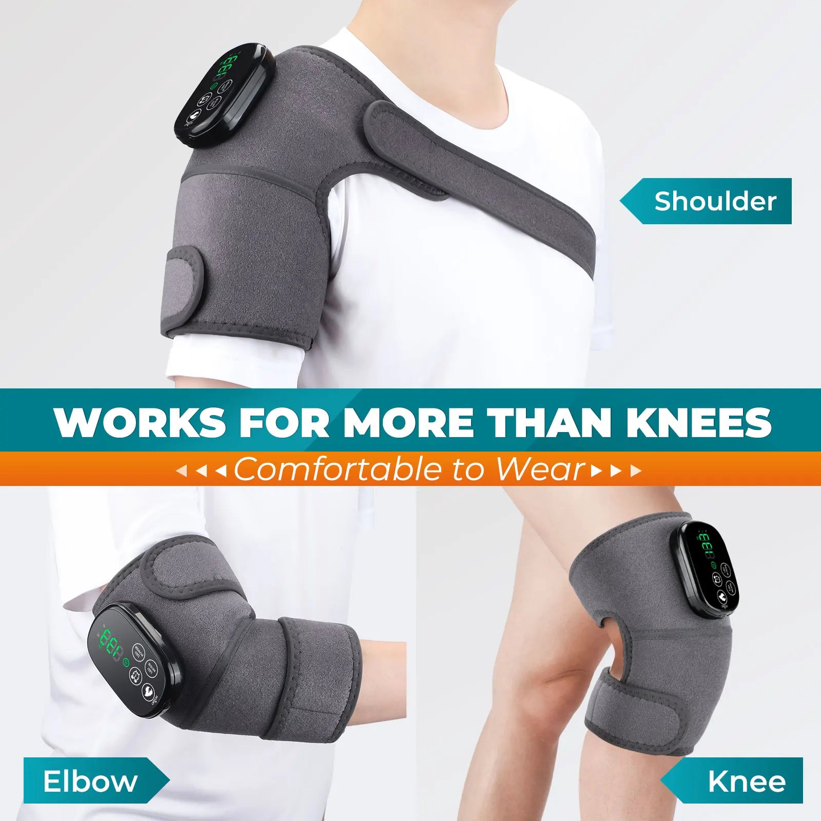 Cordless Heated Knee Wrap with Red Light and 4 Temp Settings - 8