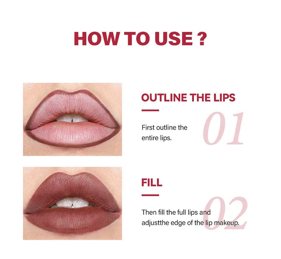 Matte Lip Pencil Waterproof Brown Lip Liner Stain