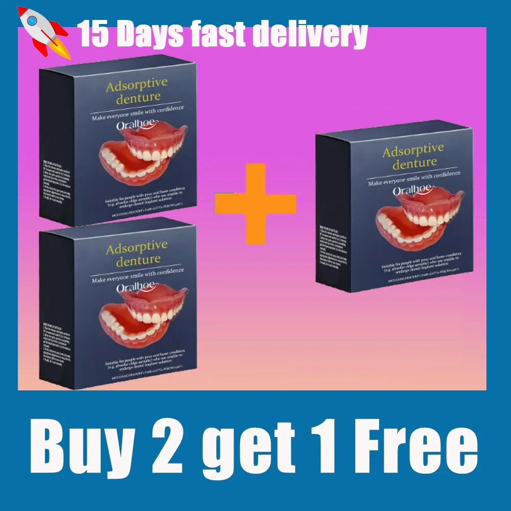 Adult Silicone Dentures Full Set Fake Teeth Natural Smile