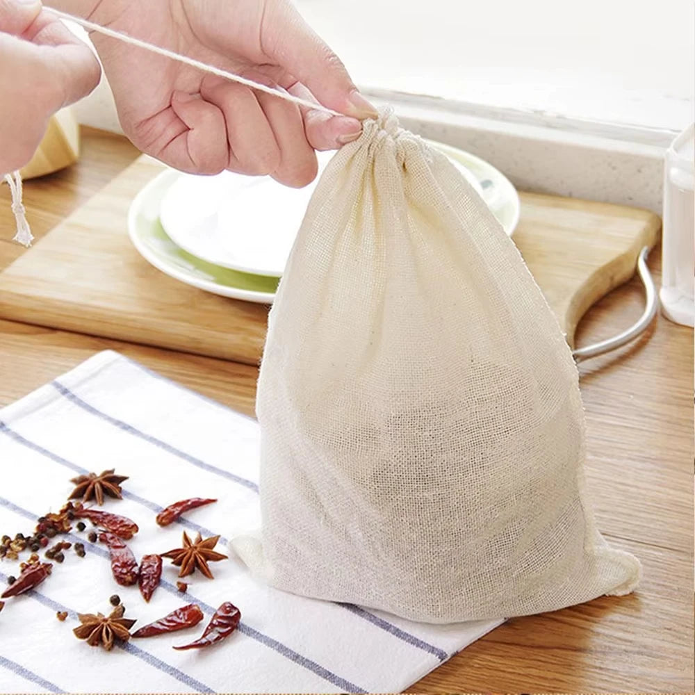 Reusable Cotton Food Filter Bag Herbal Spice Strainer Mesh Nut Milk Bag - 11