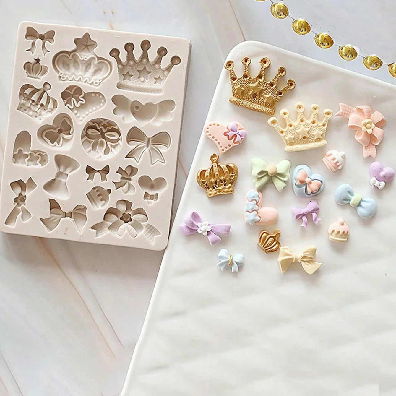 Crown and Bowknot Silicone Cake Mold Fondant Chocolate Decorating Tool - 8