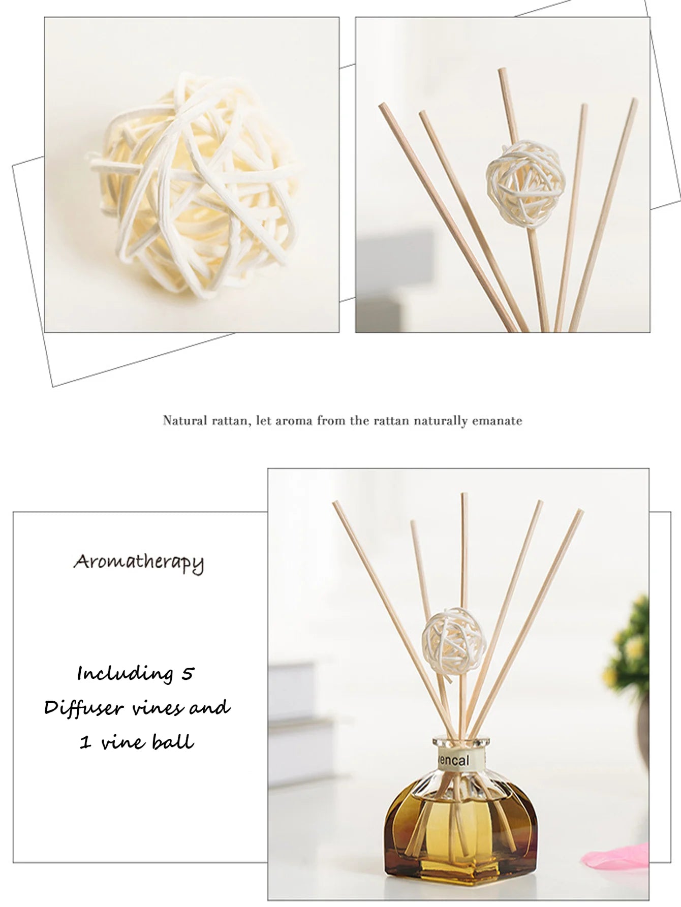 50ml Reed Diffuser Essential Oil Set Home Fragrance Aromatherapy - 4