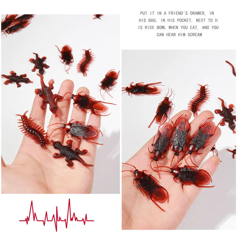 50pcs Realistic Fake Bug Prank Set Halloween Party Decor Props