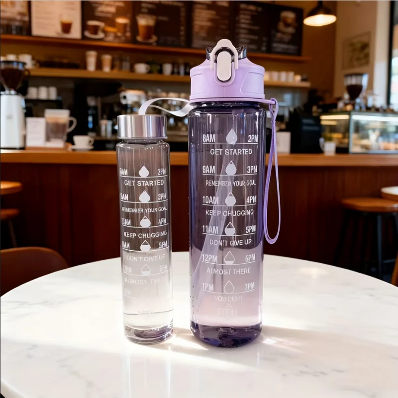 Fantia Reusable Sports Water Bottle With Straw Large Capacity Gym Cup