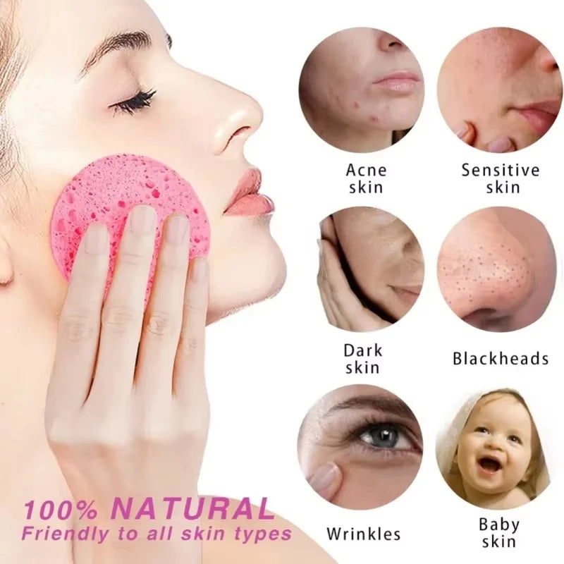 Compressed Facial Sponges - Natural Wood Pulp Makeup Remover & Exfoliator