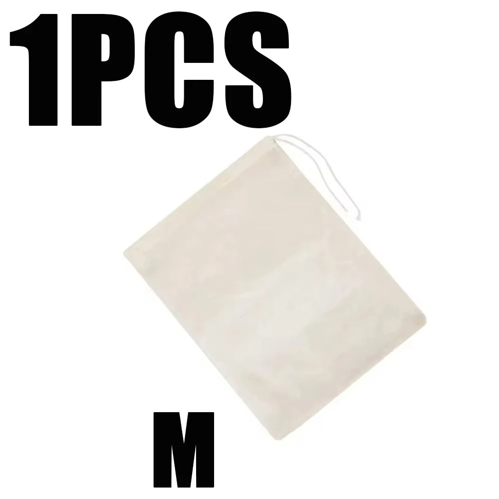 Reusable Cotton Food Filter Bag Herbal Spice Strainer Mesh Nut Milk Bag