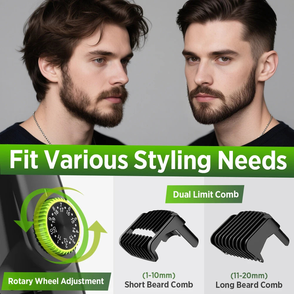 Cordless Beard Trimmer Vacuum Electric Shaver Grooming Kit