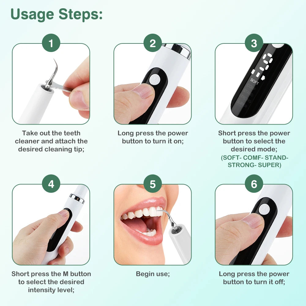 Ultrasonic Dental Scaler Teeth Tartar Remover Electric Cleaner