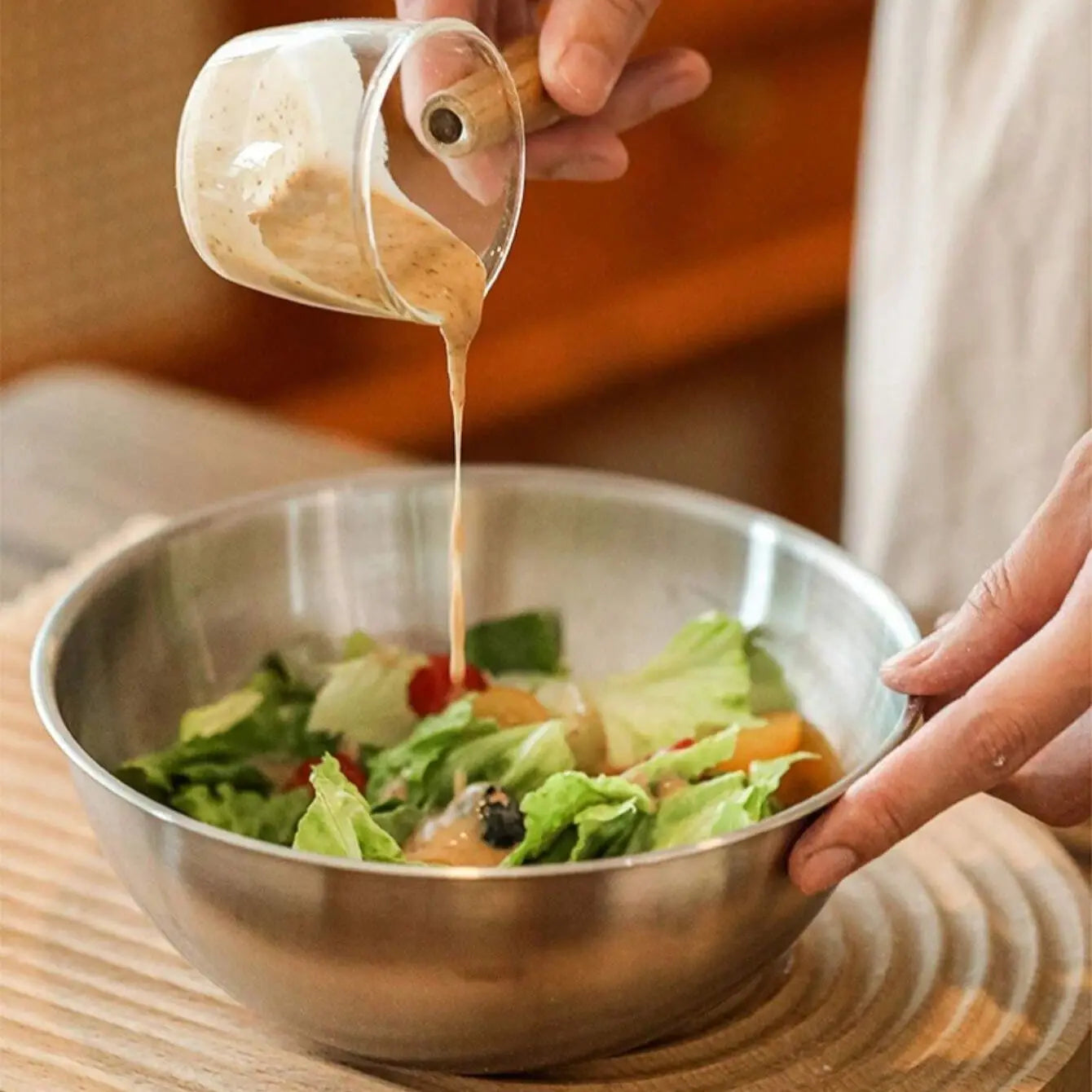 Stainless Steel Mixing Bowl Set - Nesting Salad & Kitchen Prep Basin