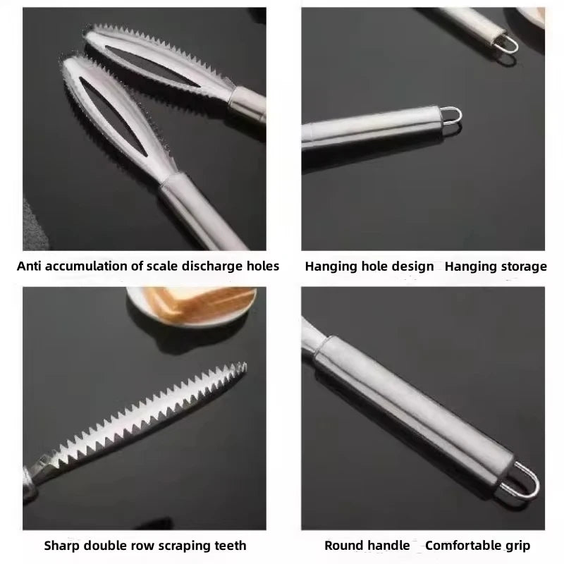 Stainless Steel Fish Scaler Scraper Kitchen Seafood Cleaning Tool - 6