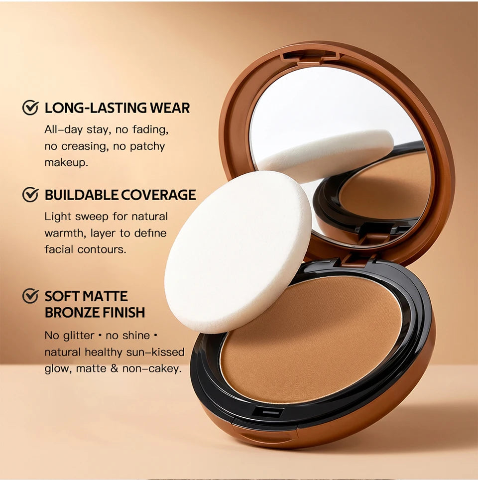 Matte Bronze Compact Powder Natural Setting Makeup - 9
