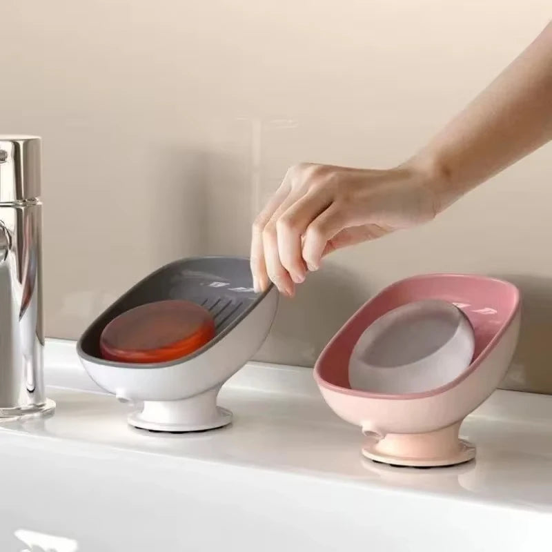 Suction Cup Soap Holder Drain Dish for Bathroom Kitchen Sponge Organizer - 4