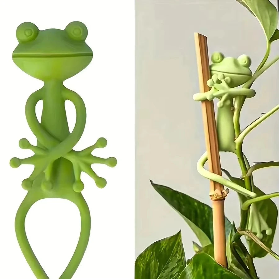 Frog Plant Support Stakes Climbing Vine Clips Garden Decorative Holders