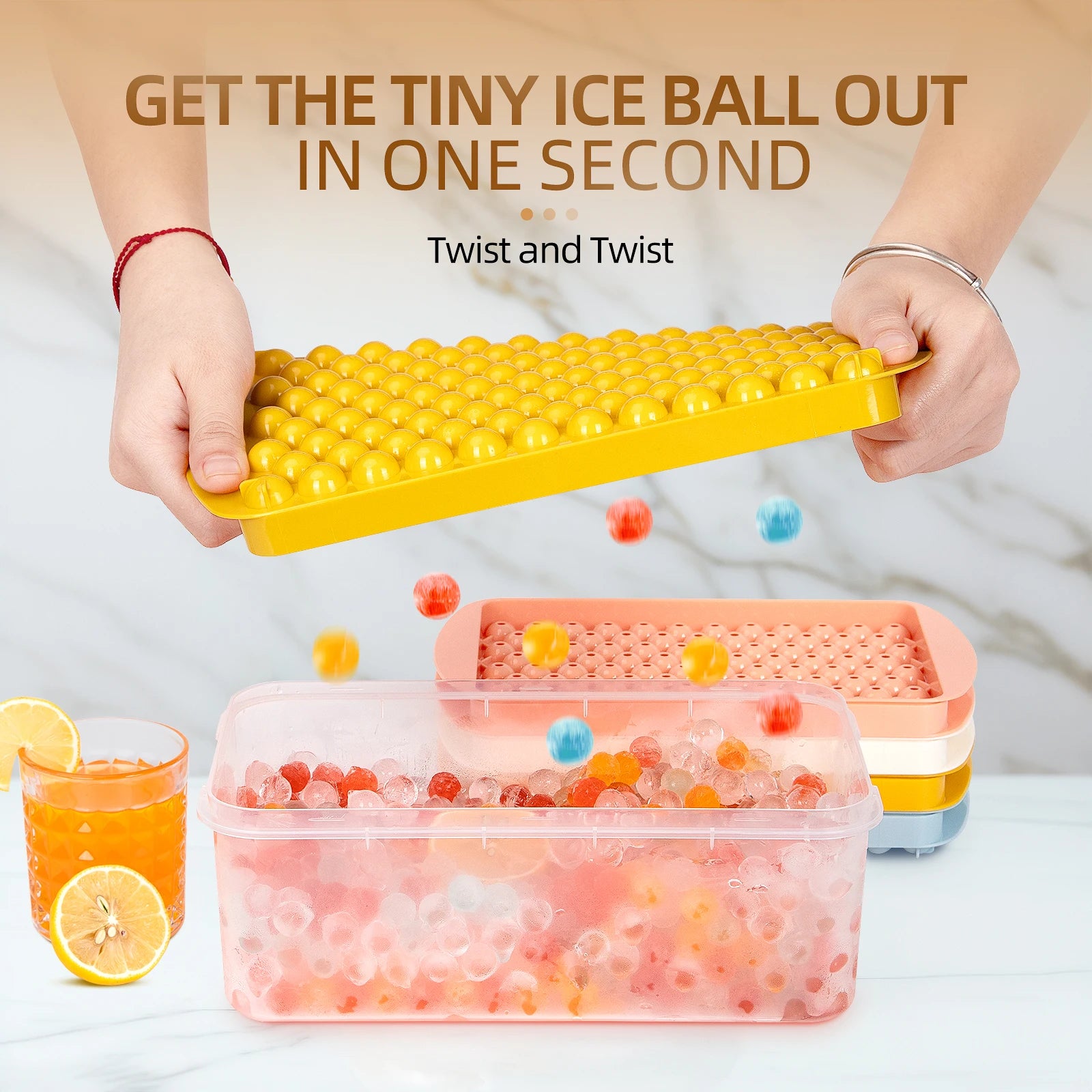 104 Cavity Mini Ice Cube Tray Round Ball Maker Mold for Drinks and Bar - 11