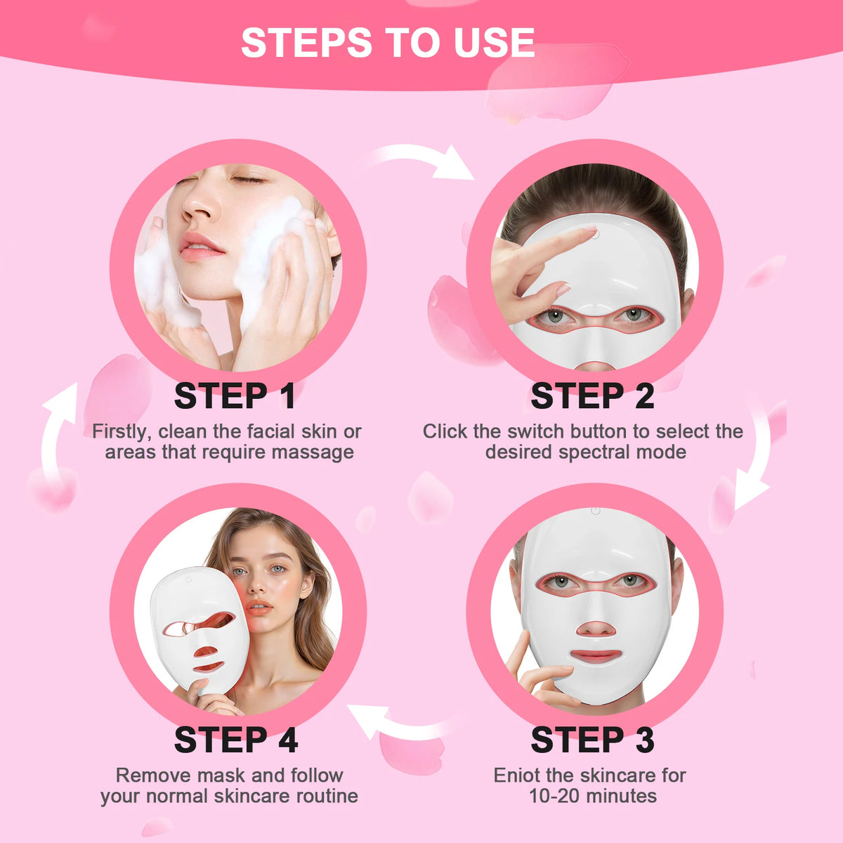 7 in 1 Cordless LED Photon Facial Mask Skin Rejuvenation Tool