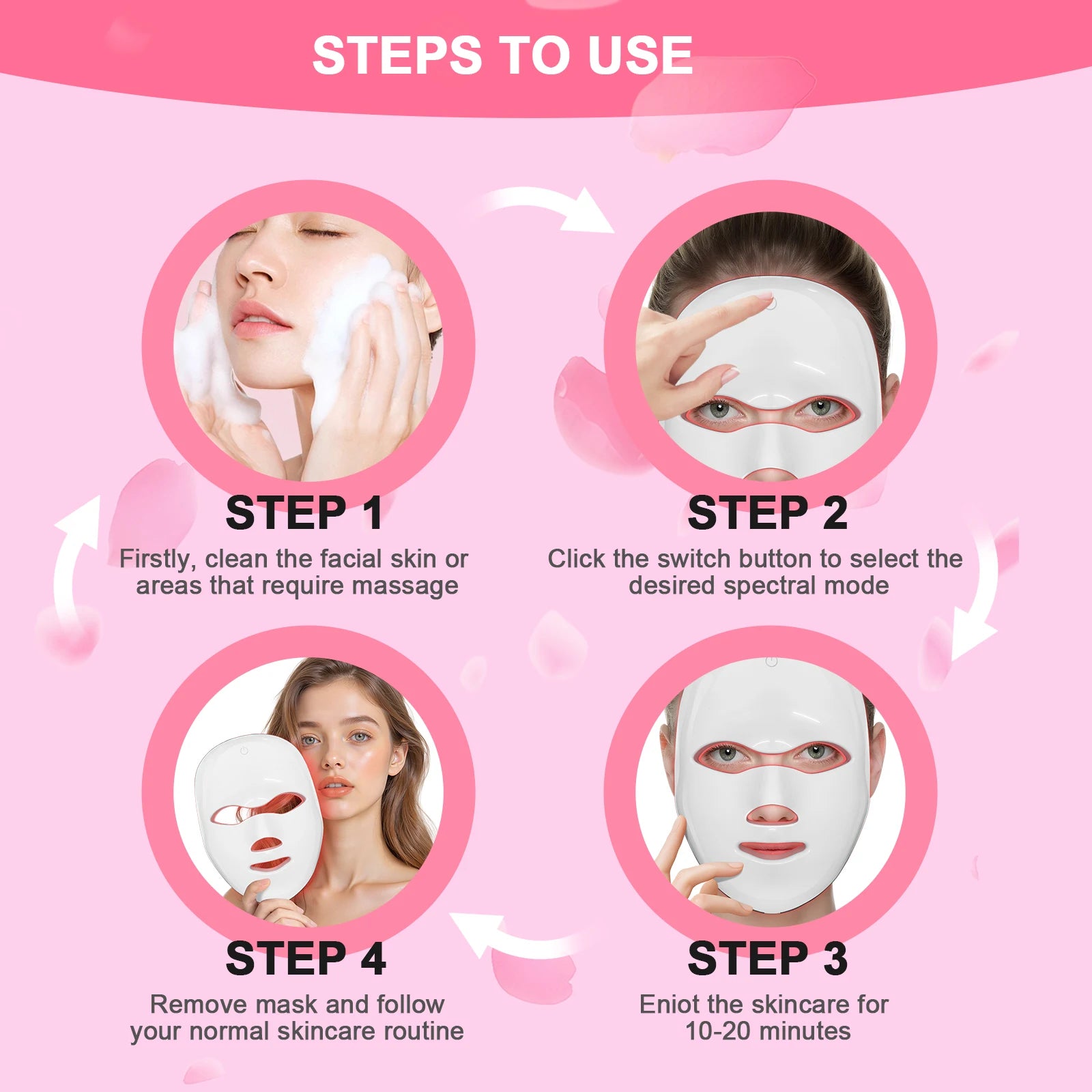 7 in 1 Cordless LED Photon Facial Mask Skin Rejuvenation Tool - 5