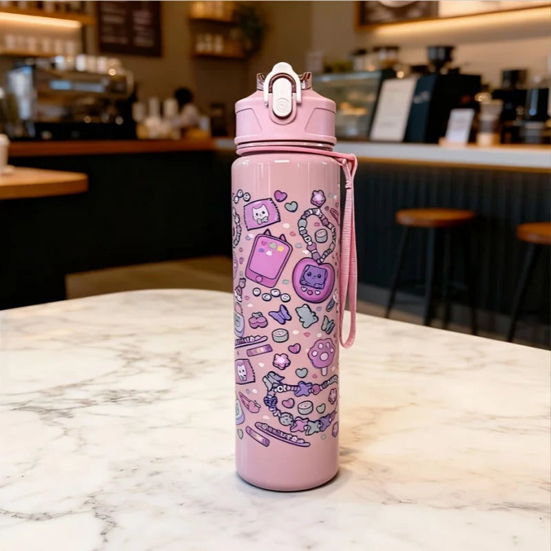750ml Cartoon Water Bottle Portable Leak Proof Sport Tumbler with Straw - 20