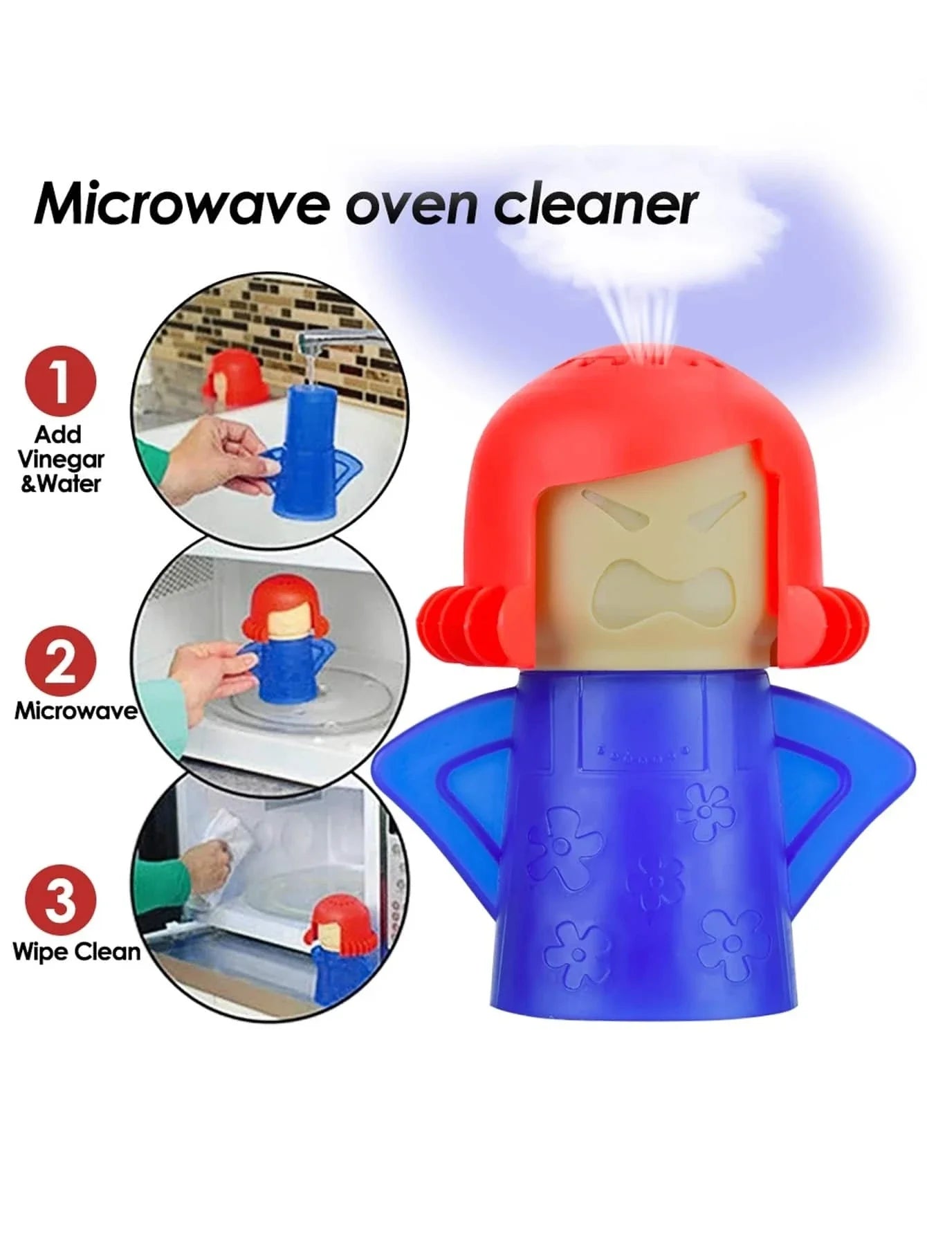 Angry Mama Microwave Cleaner Steam Oven Scrubber Kitchen Cleaning Tool - 1