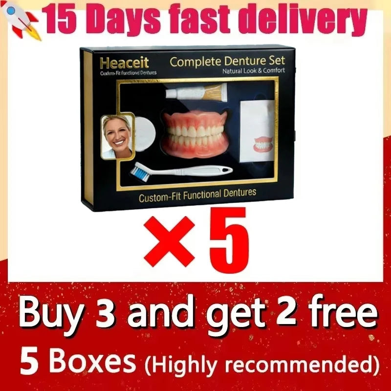 Silicone Full Denture Set Upper Lower Oral Care - 8