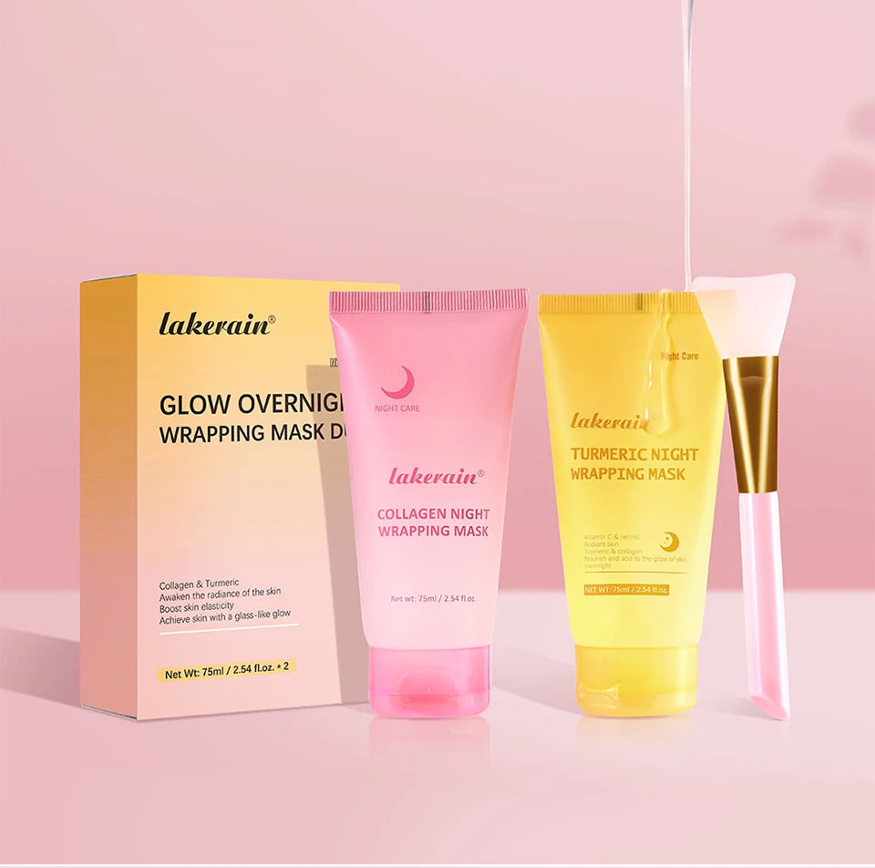 Glow Overnight Wrapping Mask Duo Collagen Turmeric Skincare Combo