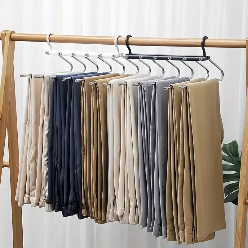 5-Layer Folding Pants Hanger Space Saving Closet Trouser Rack - 4