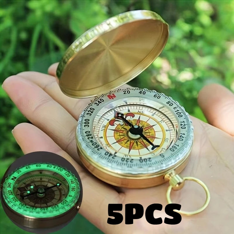 5 Pack Mini Pocket Compass Glow in the Dark Navigation Survival Tool - 1