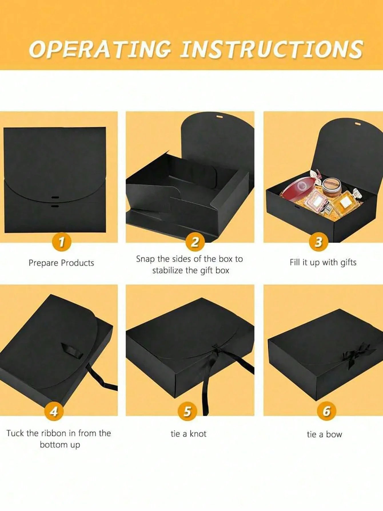 4 Pack Black Gift Boxes with Lids Elegant Wedding and Party Favor Boxes
