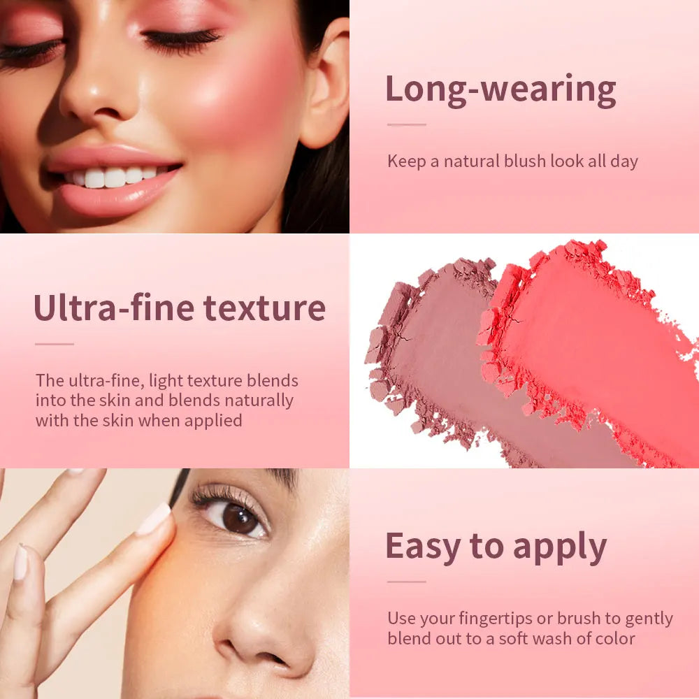 Matte Embossed Blush Palette and Brush Set - 5