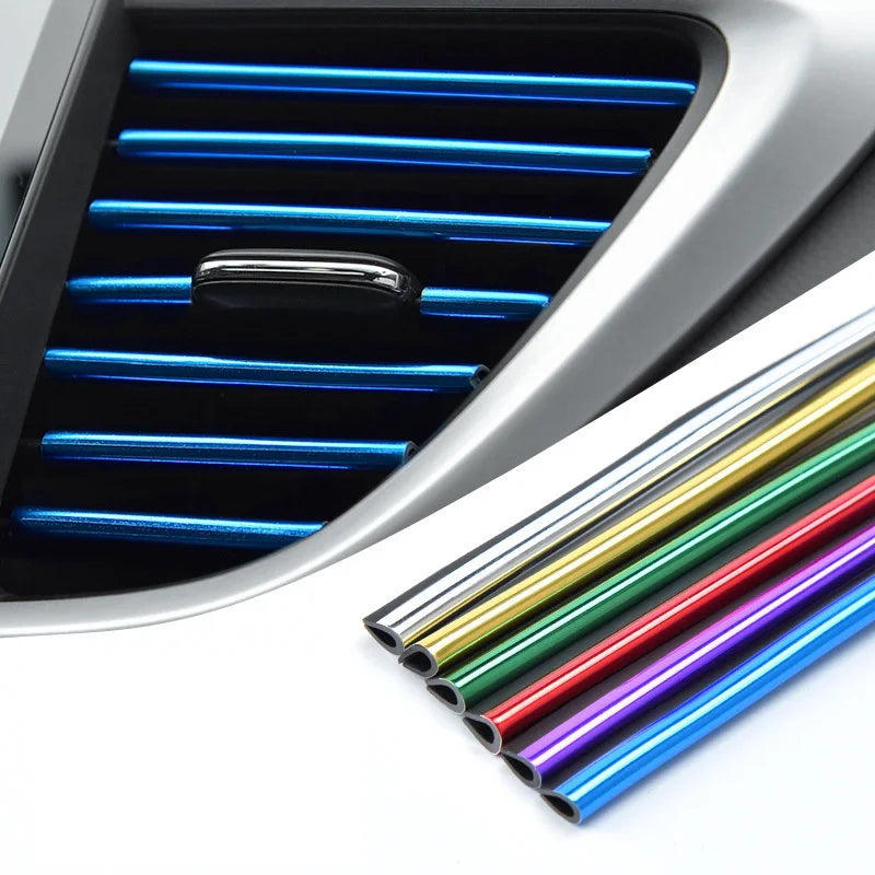 10pc Car Air Vent Trim Strips U-Shaped Interior Decorative Molding - 7
