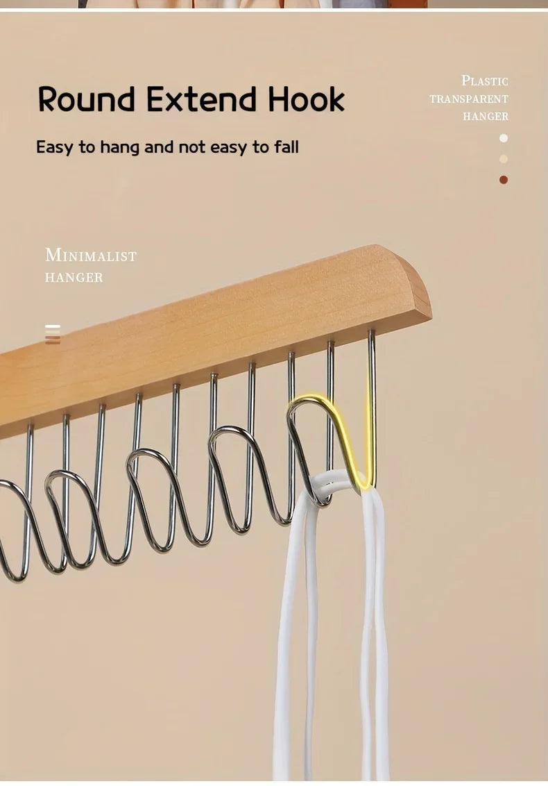 8 Hook Wooden Closet Organizer Rack for Belts Ties and Accessories