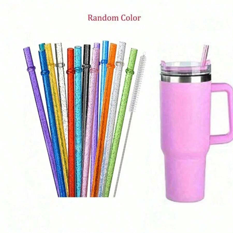 12pcs Reusable Sparkle Straws Set with Cleaning Brush for Tumblers - 2