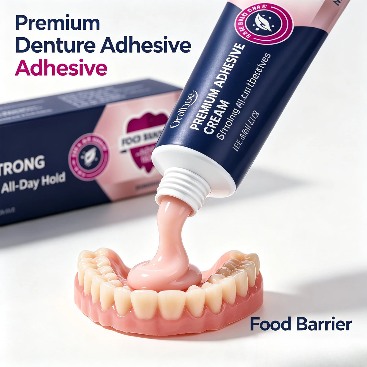 Denture Adhesive Cream Secure Fix Glue for Full Partial Dentures