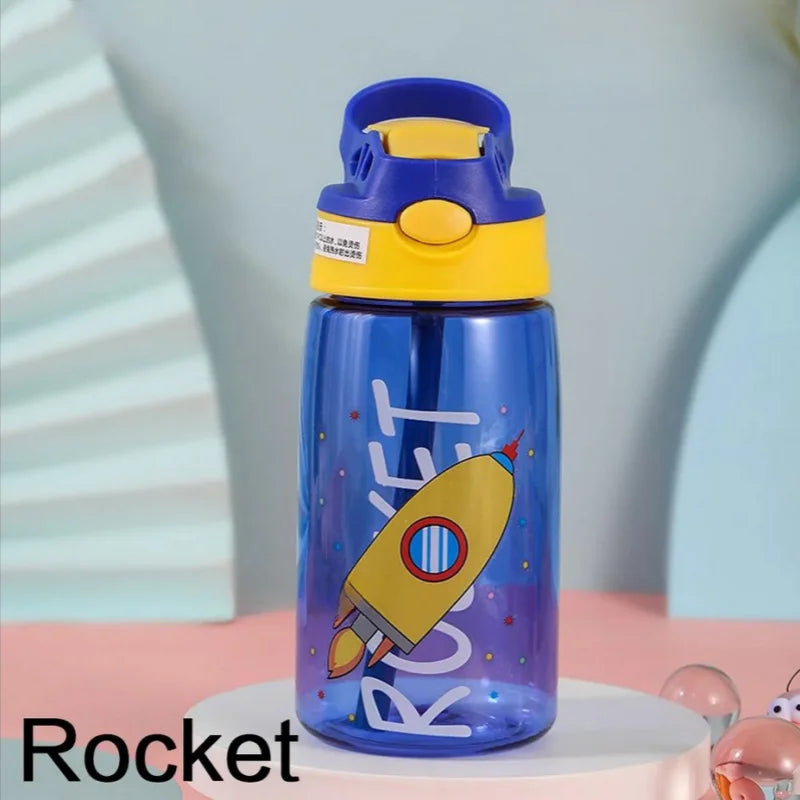 Kids Water Bottle with Straw Cartoon Sippy Cup Leakproof Drinking Bottle - 8
