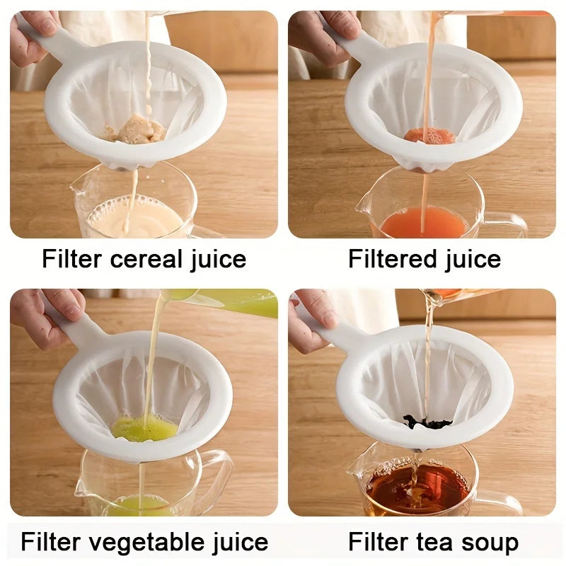 5pcs Ultra Fine Mesh Strainer Set for Soy Milk Juice Coffee Food Sieve - 10
