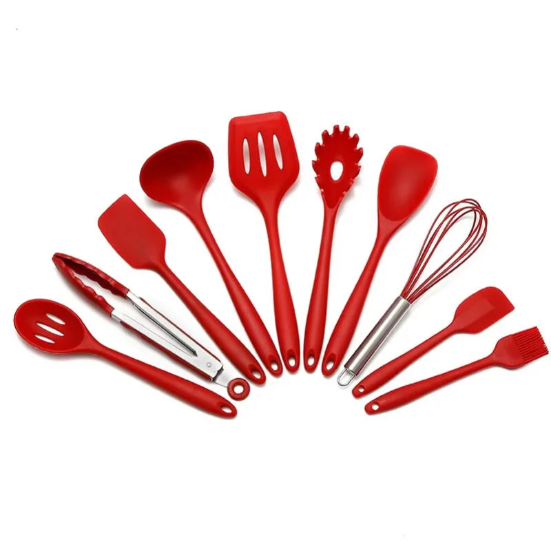10 Piece Silicone Kitchen Utensil Set Nonstick Heat Resistant Cookware - 19