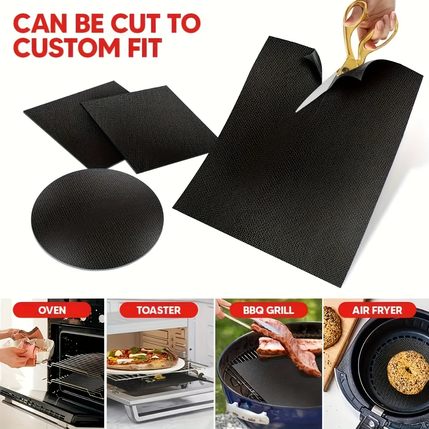 2Pc Non Stick Oven Liner Reusable Baking Mat for Microwave and BBQ - 11