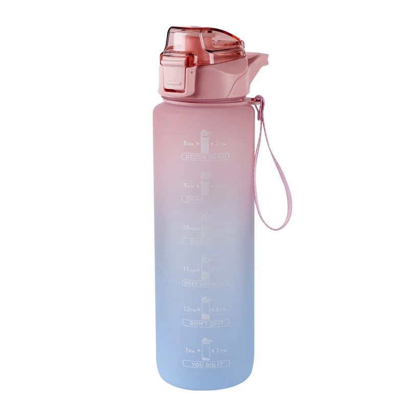 1000ml Gradient Sports Water Bottle with Time Marker and Straw - 16