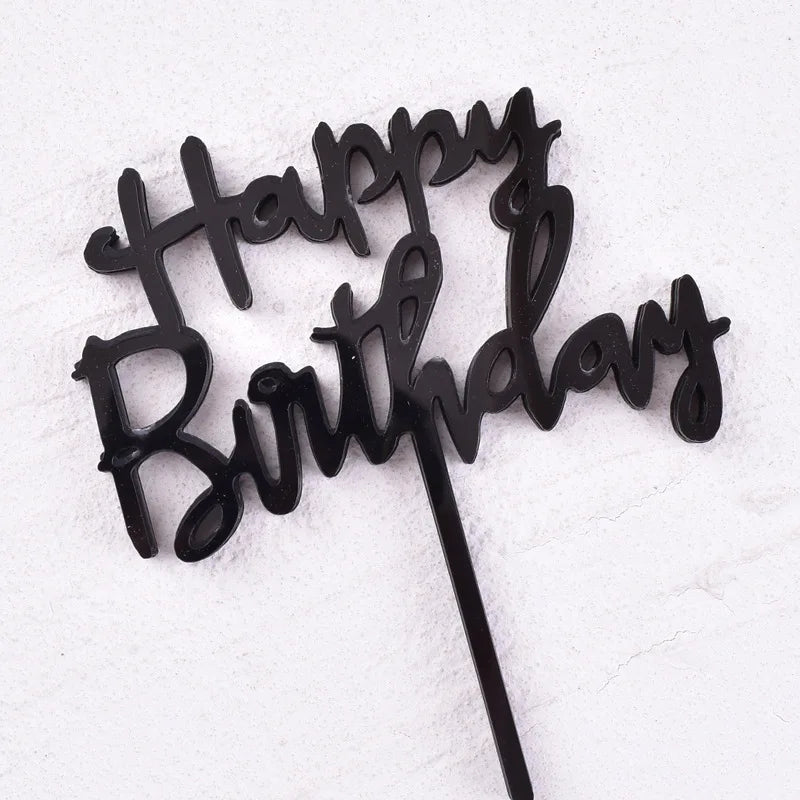 Happy Birthday Cake Topper Set Acrylic Party Dessert Decoration Supplies