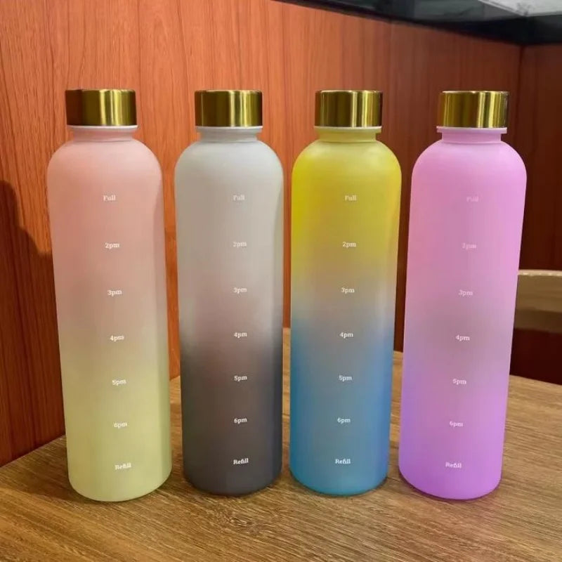 1000ml Motivational Water Bottle with Time Marker Leakproof Sport Jug - 9