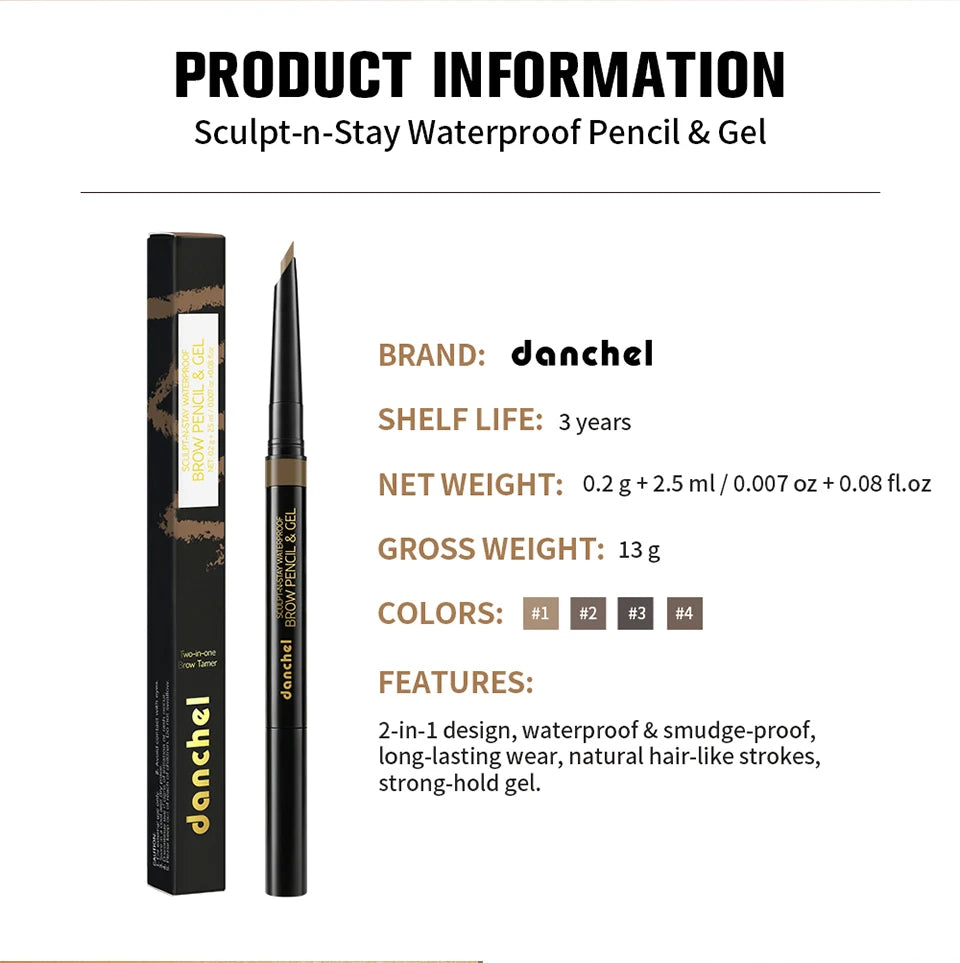 2 in 1 Waterproof Brow Pencil and Gel - 16